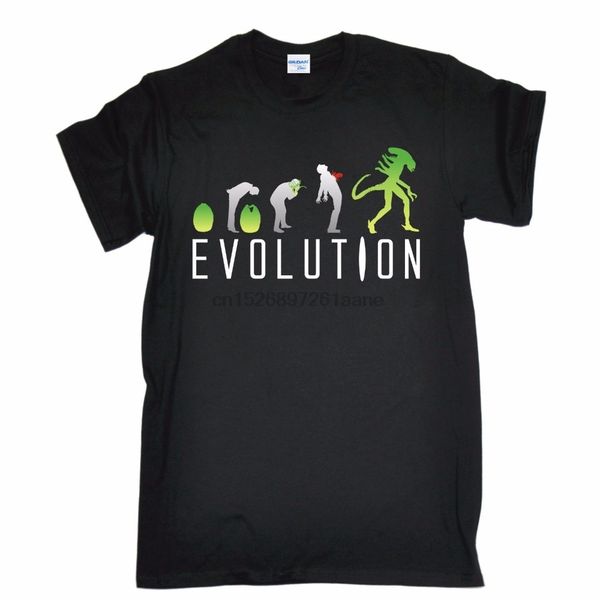 

summer brand clothing o-neck short sleeve evolution alien t-shirt sci fi horror funny men tee shirts