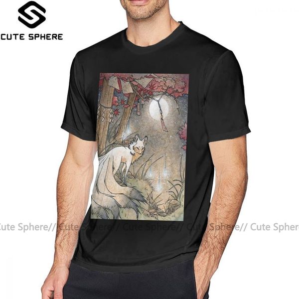 

kitsune t shirt fox wisps t-shirt man summer tee shirt funny short sleeve xxx 100 cotton printed tshirt
