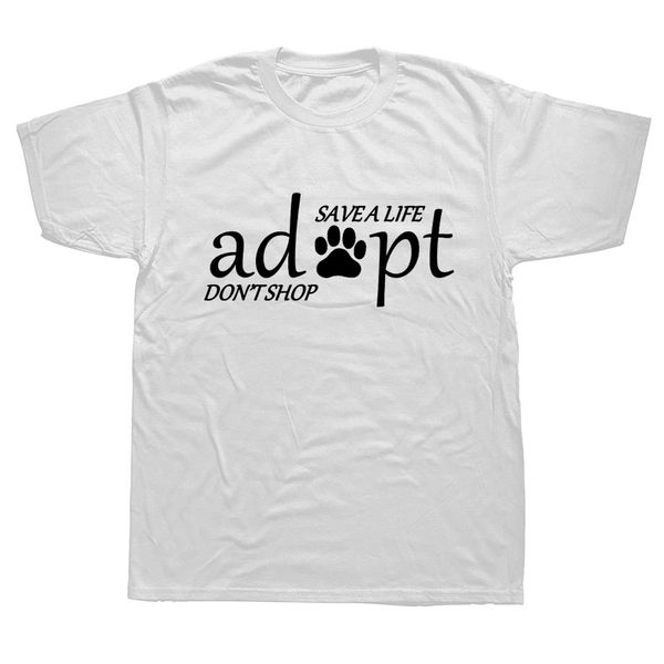 

novelty save a life adopt don't shop t-shirt mens short sleeves animal rescue pet dog cat hip hop printed t shirts tees