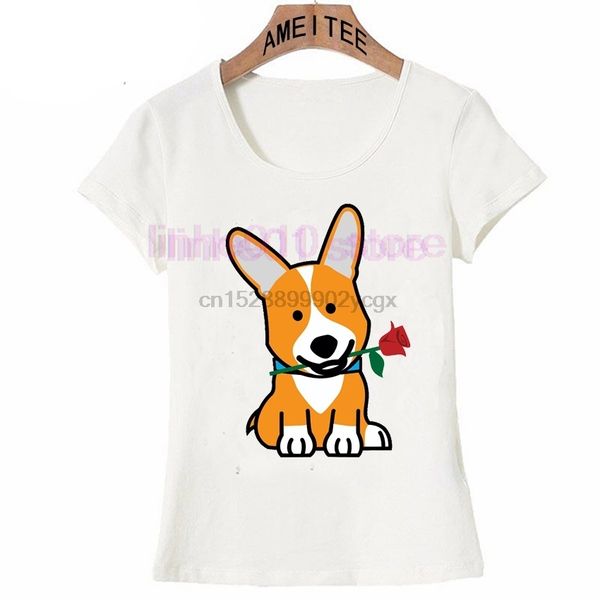 

corgi dog puppy pembroke welsh valentine rose maiden t-shirt summer fashion men t-shirt casual art men cute boy tees