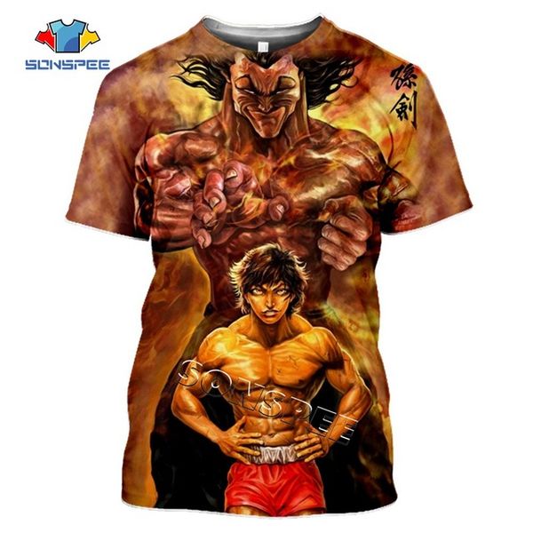 

summer comic grappler baki japan boxing men anime 3d print shirts hippie hentai humor men clothing