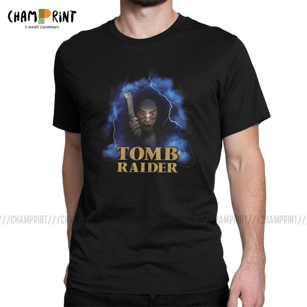 

awesome tomb raider chronicles t-shirt for men round neck cotton t shirts lara croft adventer game tee shirt new arrival
