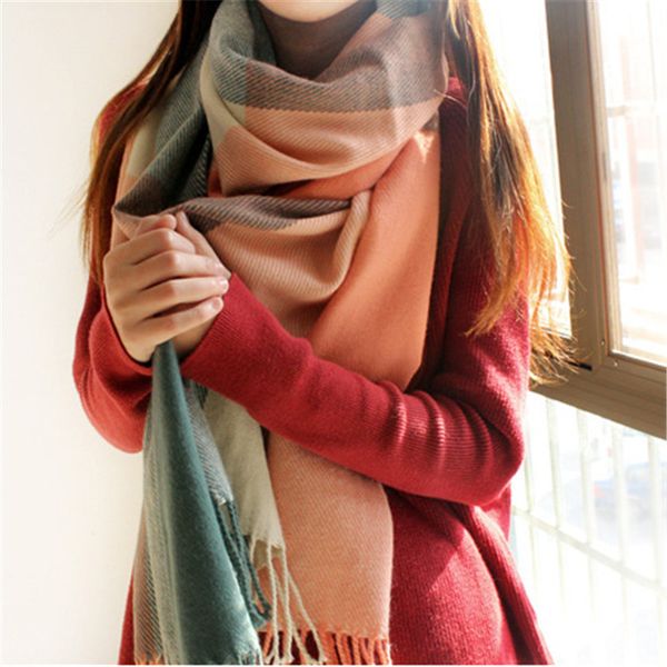 

scarves winter scarf women blanket plaid female shawls and warm tippet lic, Blue;gray