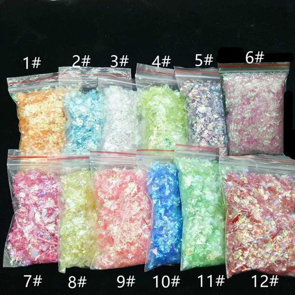 

20g/bag nail glitter acrylic ice mylar shell foil paper sequins nail art mirror chrome powder art sugar shell flakies pd04, Silver;gold