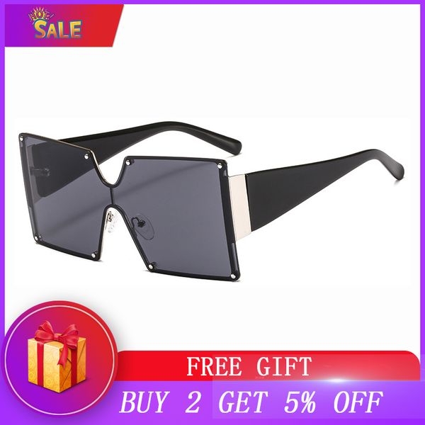

sunglasses 2021 fashionladies square women goggle shades vintage brand designer oversized sun glasses for female men, White;black