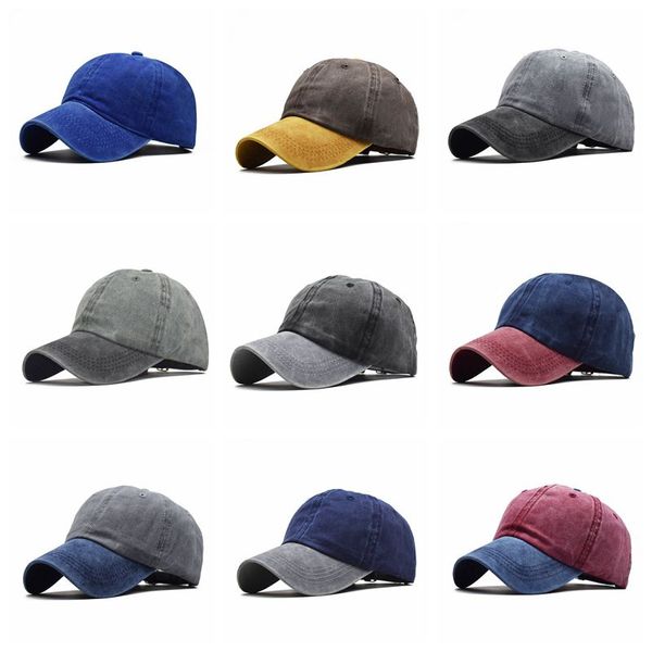 

washed baseball cap pure cotton solid color street casual snapback cap adults kids adjustable fashion sunscreen sun hat vt1602