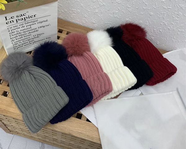 

new winter baby kids solid caps warm wool knitted cute fox fur ball hat children neck warmer cap, Yellow