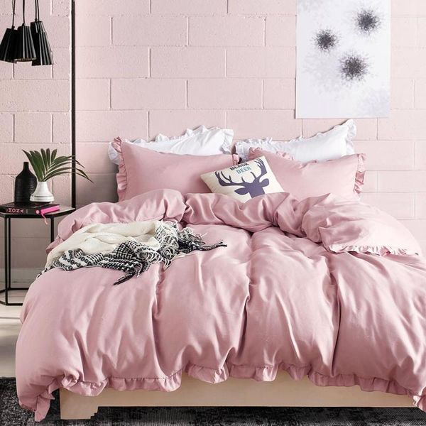 

new ruffled home comforter bedding set fresh  king size bed set duvet covers bedclothes 1pcs quilt cover +2pcs pillow cases