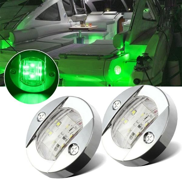 

2pcs round marine boat led green navigation deck courtesy lights stern transom 12v boat led stern lights