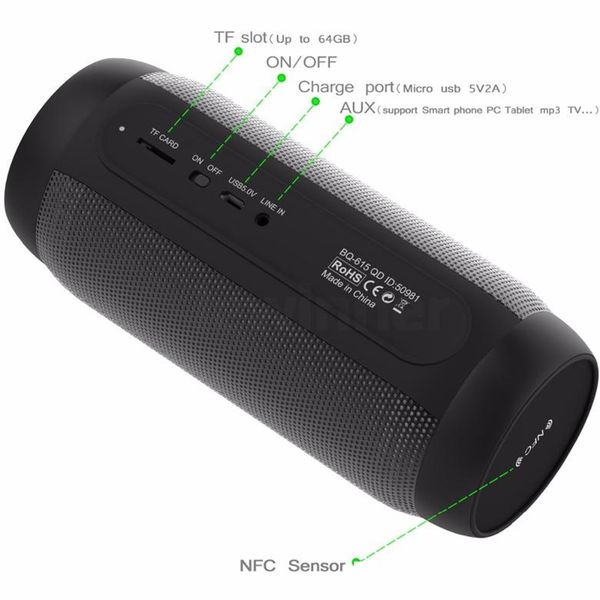

bq615pro subwoofer outdoor portable wireless bluetooth speaker cylindrical stereo surround riding card led colorful audio mobile computer mu