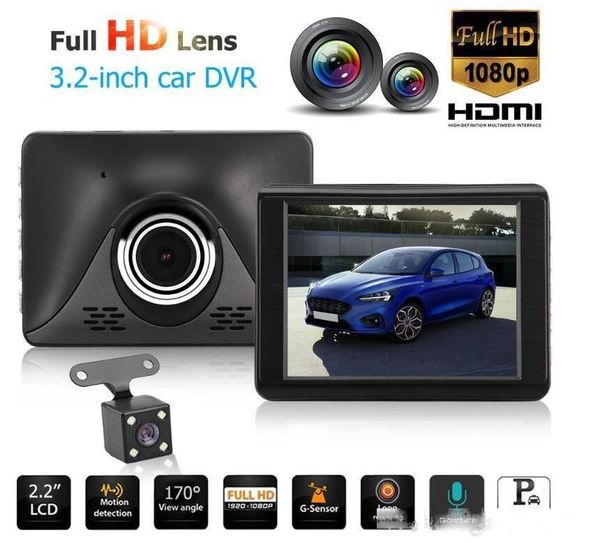 

new 3.2 inch high definition night vision 1080p dual lens driving recorder 2023 with parking monitoring gravity sensing rearview camera