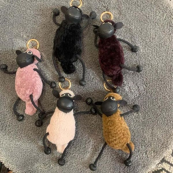

cartoon cartoon sheep boy bag pendant shawn lamb plush toy car accessories key chains key chain cute keychain fur keychain, Silver