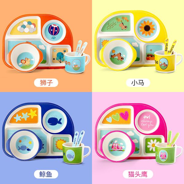 

zmedo bamboo fiber children tableware eat home baby plate baby seperated cartoon job separation