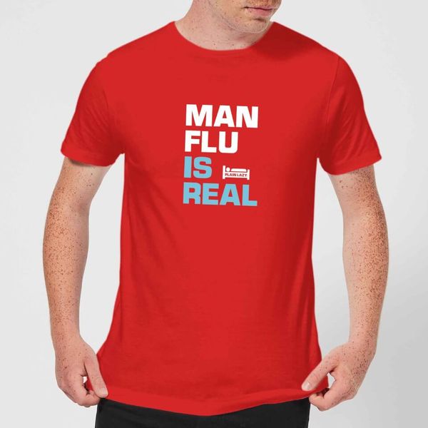 

plain lazy man flu is real men's t-shirt - red