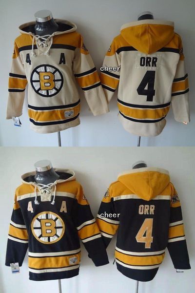 

2015 mens boston bruins #4 orr beige beige/black hooded jerseys hockey hoodies jerseys sweatshirt custom name number, Black;red