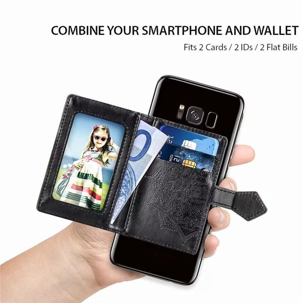

10pcs universal multifunction pu leather mandala cell phone wallet back 3m sticker cover card slots holder sticker phone sticker pouch