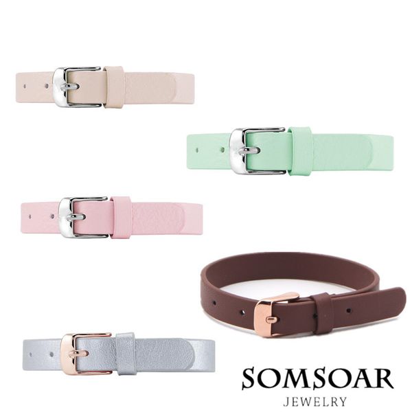 

tennis wholesale 2021 genuine leather band wrappable bracelet fit diy charm can carving logo, Golden;silver