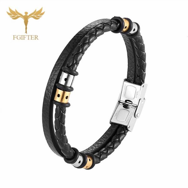 

tennis 2021 men's classic bracelet design woven leather multi-layer adjustable stainless steel armband, Golden;silver