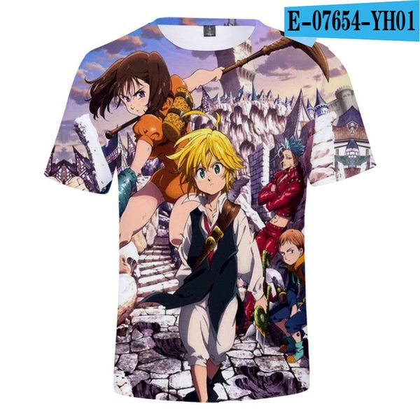 

seven deadly sins meliodas short-sleeve classic anime man printed cosplay 3d print shirts hippie oversized anime men clothing