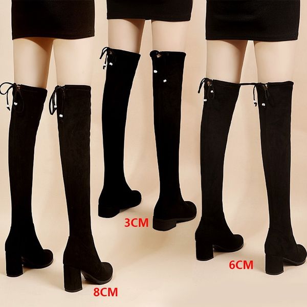 

autumn and winter high heel black thin leg boots women knee high boots winter shoes women thigh