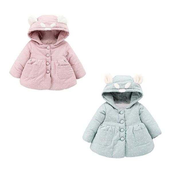 

kids winter warm clothes children hooded thick fleece down cotton-padded coat girls outerwear clothing, Blue;gray