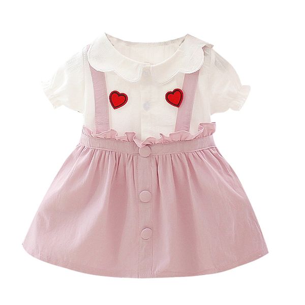 

girl princess dresses for kids clothes summer baby lace beading dress casual toddler newborn fake two pieces, White