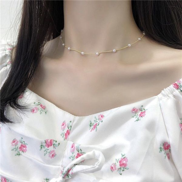 

12pcs european and american new fashion simple pearl necklace sweet girl clavicle necklace t-201, Silver