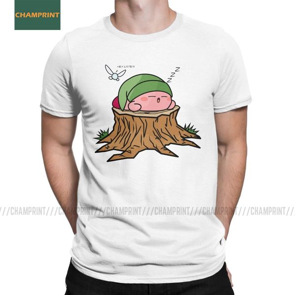 

sleepy hero of time kirby men's t shirt game cute star geek pink novelty tee shirt short sleeve t-shirt pure cotton plus size