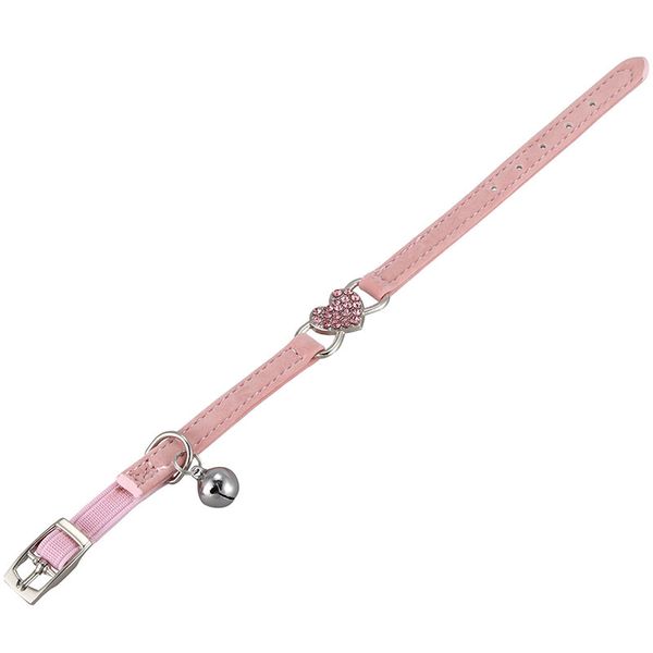 

heart charm and bell cat collar safety elastic adjustable with soft velvet material collar pet product small s pink