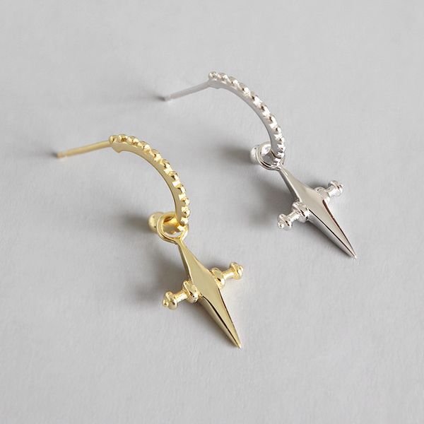 

earrings pendientes genuine 925 sterling silver cross dangle drop earrings for women brinco gifts wedding party gift1, Golden;silver