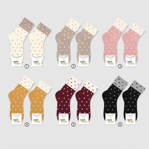 

kikiya korean dongdaemun women's jk autumn and winter mid-calf cute polka stockings stockings stockingscotton socks stockingsdot cotton, Black