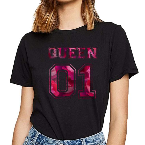 

t shirt women 01 king and queen fit inscriptions print female tshirt