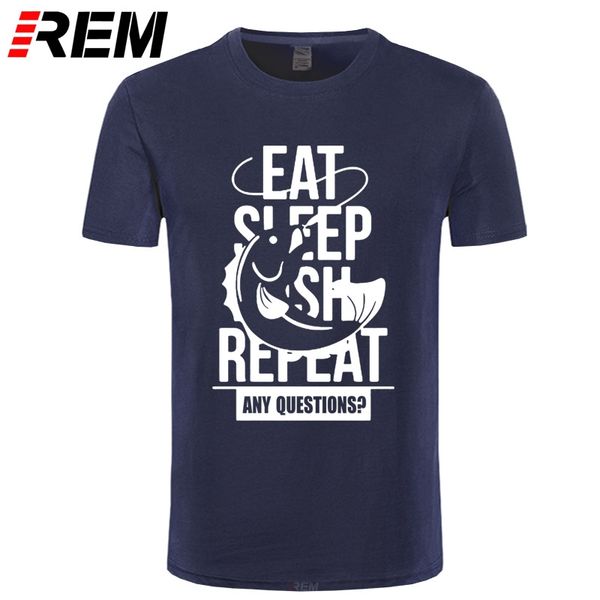 

rem рыбалок мужская футболка summer eat sleep fish смешные печати хлопка подарок для рыбака мужской o-образным вырезом с коротким рукавом хл