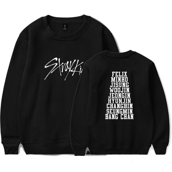 

kpop stray kids hoodies women men harajuku hip hop sweatshirt streetwear hoodie straykids all member name printed fleece clothes, Black
