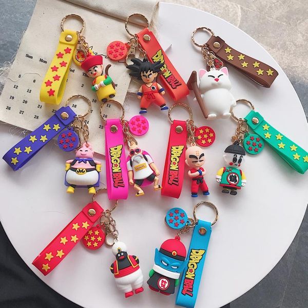 

2020 creative 9style cartoon ball keychains lovely sun wukong key chain lovers' bags hang ornaments small gift key ring, Silver