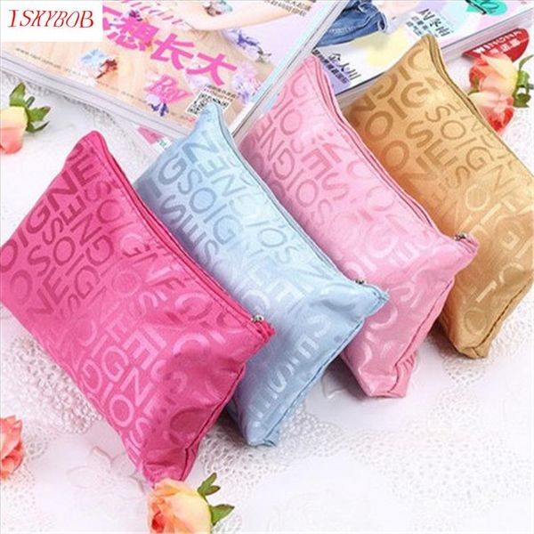 

new women portable cosmetic bag fashion beauty zipper travel make up bag letter makeup case pouch toiletry organizer holder