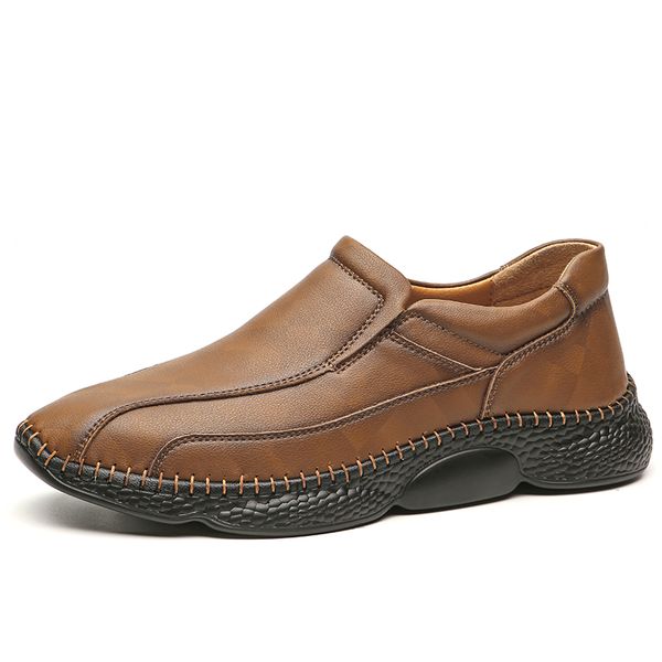 

new loafer shoes men's leather casual shoes male spring driving solid men flat big size 38-48 business footwear *, Black