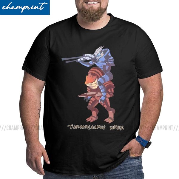 

men turianosaurus wrex t shirt mass effect shepard gaming big tall clothes vintage round neck tee shirt plus size t-shirts