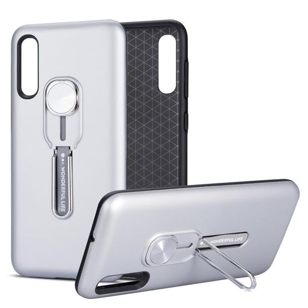 

phone case for samsung a50 with finger loop strap dual layer armor shockproof case with magnetic kickstand