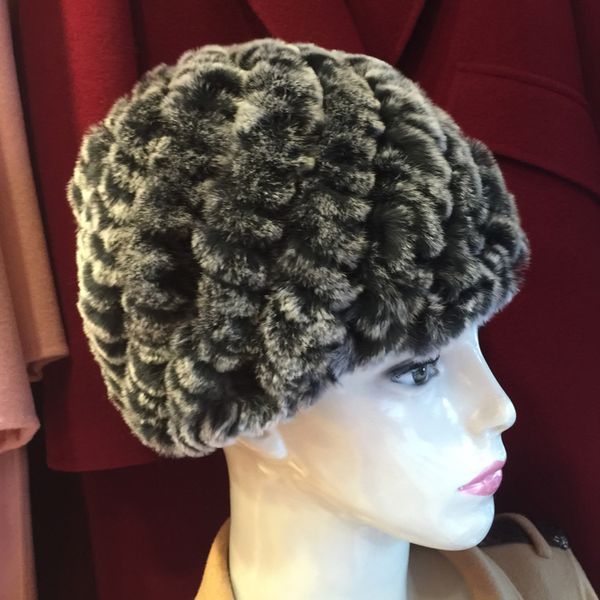 

otter fur hat women autumn and winter outdoor warm fashion women knitting fur hat, Blue;gray