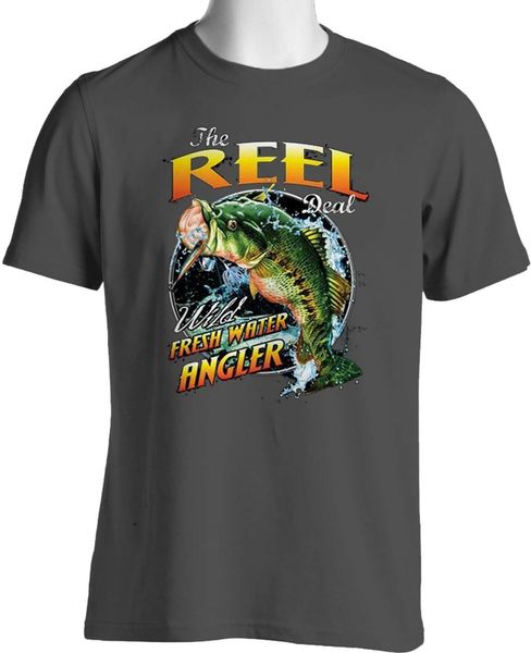 

bass fishing t shirt freshwater fisherman rod and reel fish mens big and tall