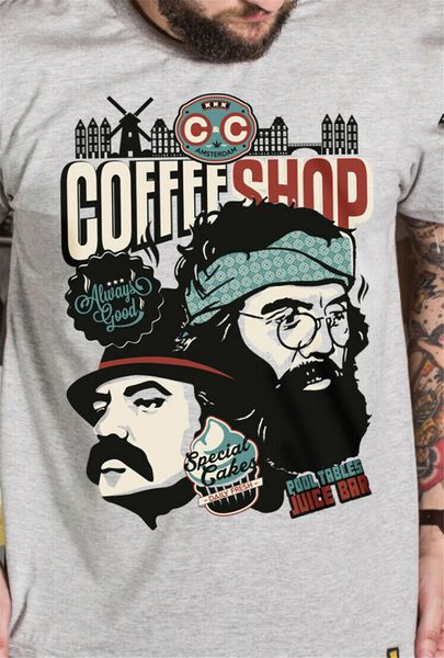 

чич e chong coffee shop футболка серый размер s-3xl harajuku хип-хоп tee shirt