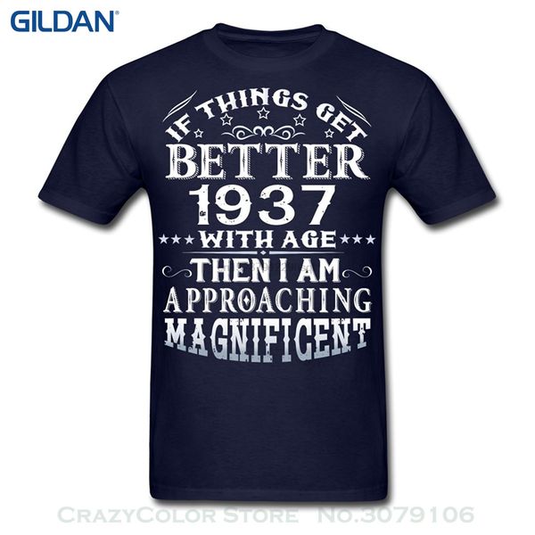 

short sleeve hip hop tee t shirt 80th birthday approaching magnificent 1937 quote men t-shirt by