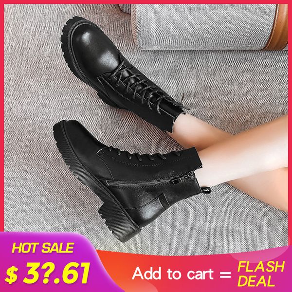 

women ankle boot genuine leather shoes new 2020 fashion boots warm ankle non-slip waterproof women boots black 043258
