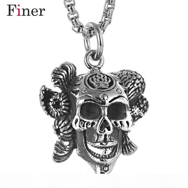 

men's stainless steel skeleton pendant necklace titanium punk jewelry personality cloth accessories, Silver