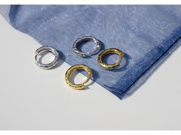 

925 sterling silver earring retro barack style geometric irregular uneven ear ring ear bone buckle wild boy girl silver jewe, Golden;silver