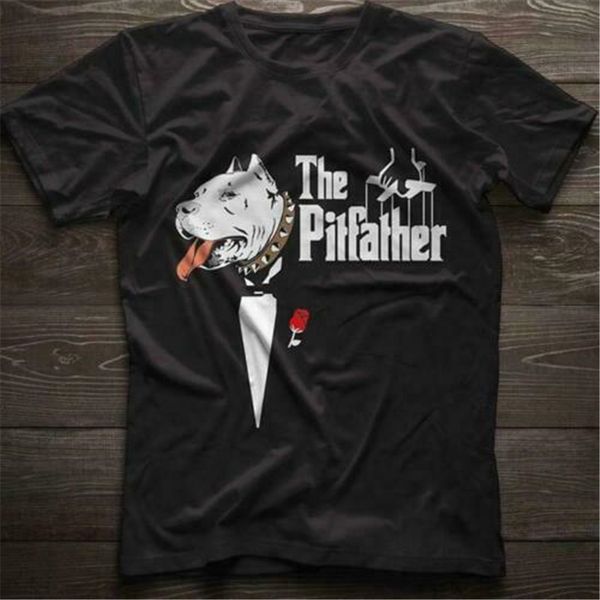 

funny pitbull the pitfather men t-shirt black cotton s-3xl digital printed tee shirt