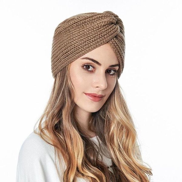 

1 pcs knitted hat winter hat women braided hair band warm beanies twisted knot solid winter hats thickening knitted beanie, Blue;gray