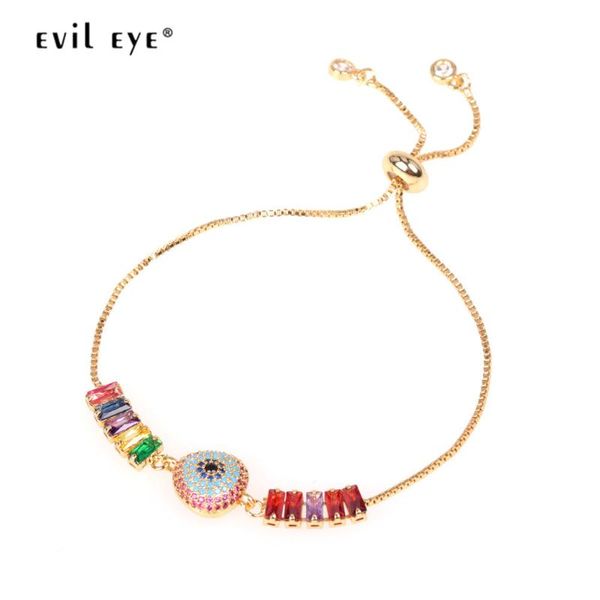 

evil eye радуга циркон турецкого глаз браслет цвет золото цепь браслет регулируемой мода ювелирные изделия для женщин девушки le516, Golden;silver