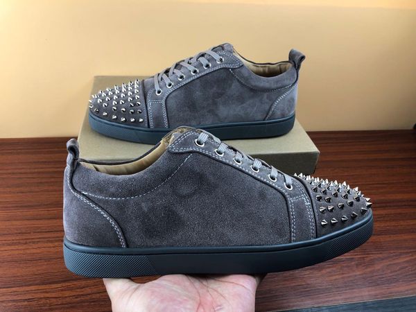 

designer shoes for man women low cut red bottoms spikes flat sneakers genuine leather fashion paris sneaker with box size 35-47, Black